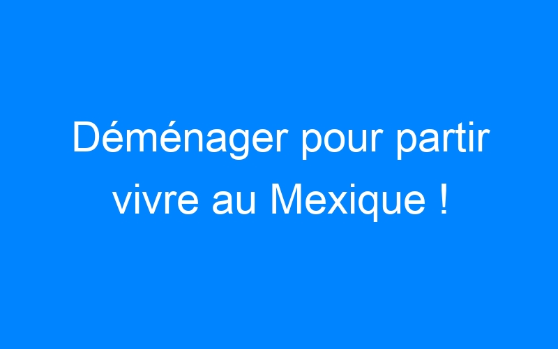 You are currently viewing Déménager pour partir vivre au Mexique !