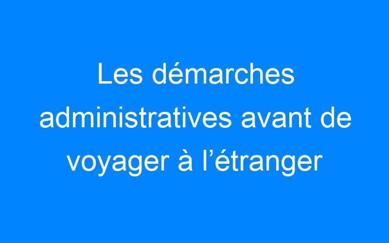 You are currently viewing Les démarches administratives avant de voyager à l’étranger