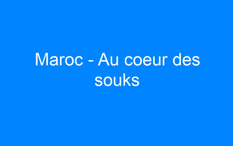 You are currently viewing Maroc – Au coeur des souks