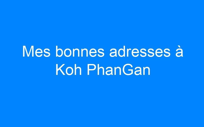 You are currently viewing Mes bonnes adresses à Koh PhanGan