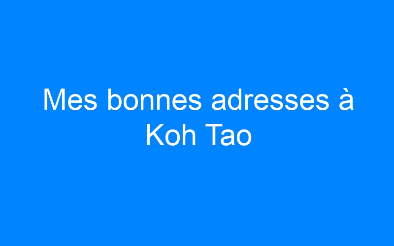 You are currently viewing Mes bonnes adresses à Koh Tao
