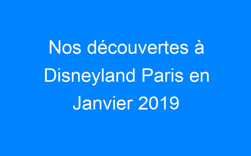 Nos découvertes à Disneyland Paris en Janvier 2019