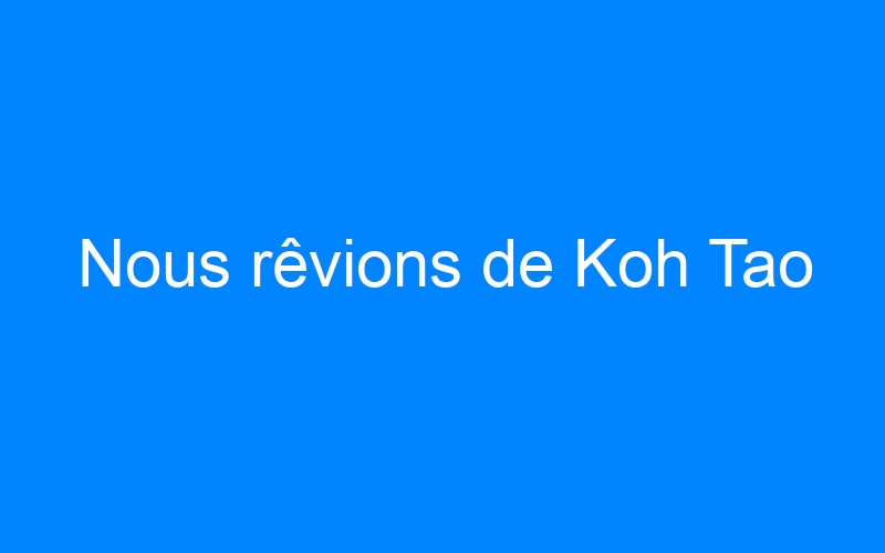 You are currently viewing Nous rêvions de Koh Tao