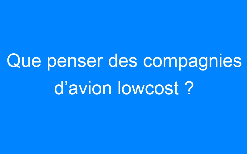 You are currently viewing Que penser des compagnies d’avion lowcost ?
