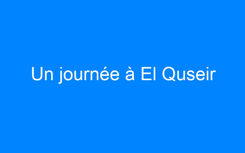 You are currently viewing Un journée à El Quseir