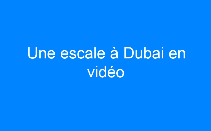 You are currently viewing Une escale à Dubai en vidéo